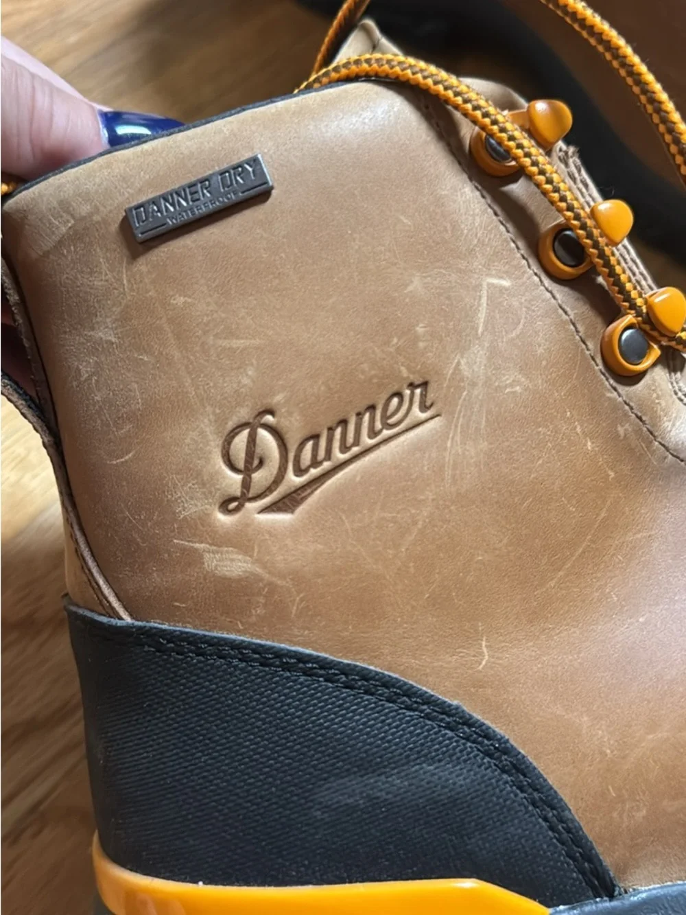 Danner Tan and Black Leather Waterproof Hiking Boots